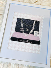 Load image into Gallery viewer, The Dream Bag Book Stack Glitter Embellished Framed Art