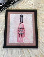 Load image into Gallery viewer, Chanel Inspired Embellished Champagne Bottle Framed Art
