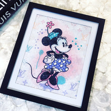 Load image into Gallery viewer, Minnie Gets A Makeover Diamond Dusted Framed Art
