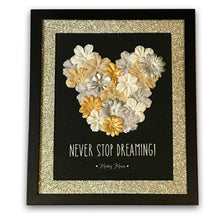 Load image into Gallery viewer, Mickey Never Stop Dreaming Black,Gold, and Pearl Mixed Media Floral Frame
