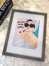 Load image into Gallery viewer, Audrey Hepburn Inspired Make Your Dreams Limitless Framed Art
