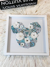 Load image into Gallery viewer, Large Teal, Blue, And Silver Hand Embellished Mickey Floral Shadow Box
