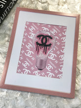 Load image into Gallery viewer, Chanel Inspired Drip Diamond Dusted Light Bulb Framed Art
