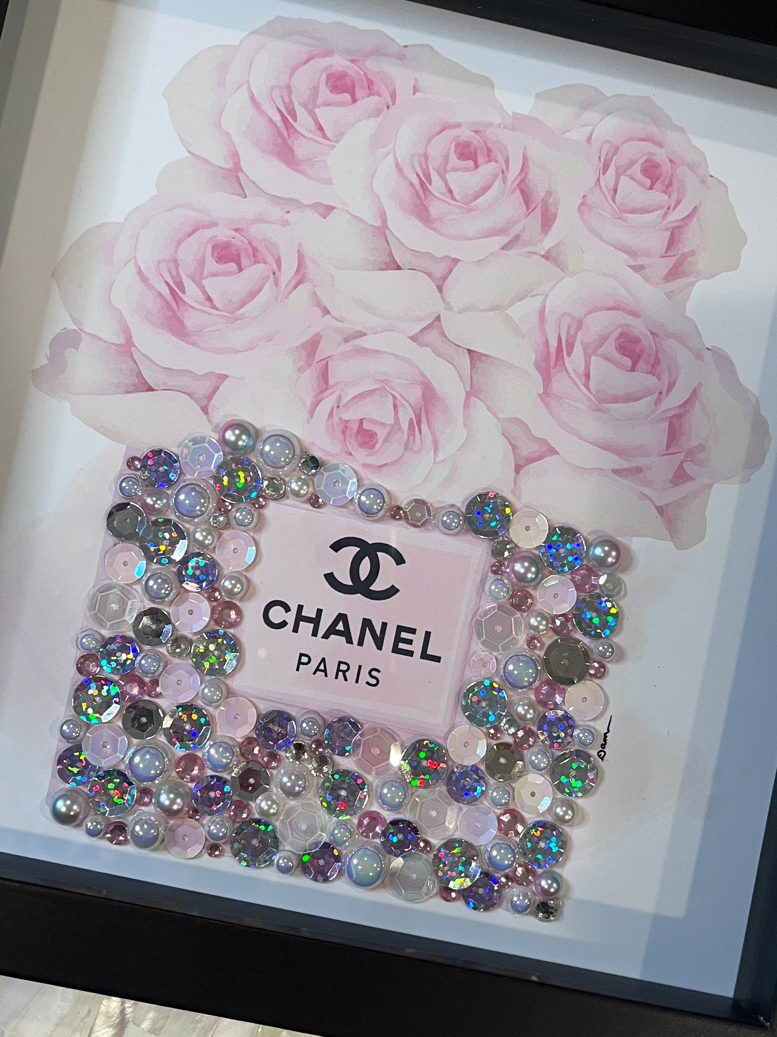 Chanel Perfume Inspired 3D Handmade Paper Flower Shadowbox Art Home Wall  Decor