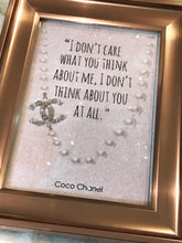 Load image into Gallery viewer, Chanel Quote Hand Embellished Diamond Dusted Framed Art
