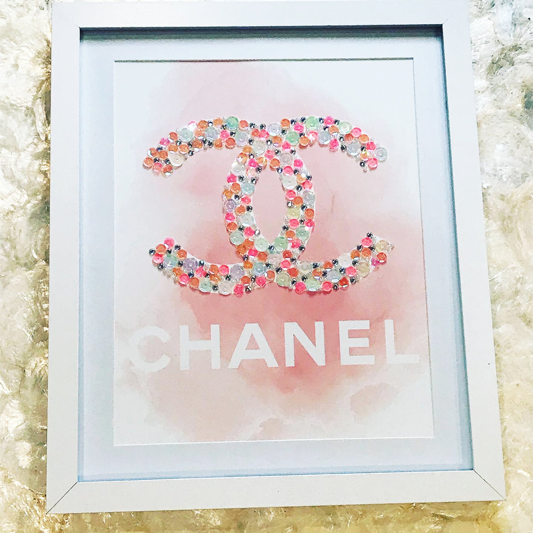 Hand Embellished Chanel Inspired Framed Art