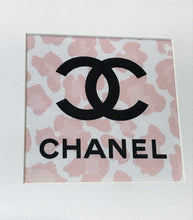 Load image into Gallery viewer, Chanel Inspired Leopard Logo Glitter Print Square
