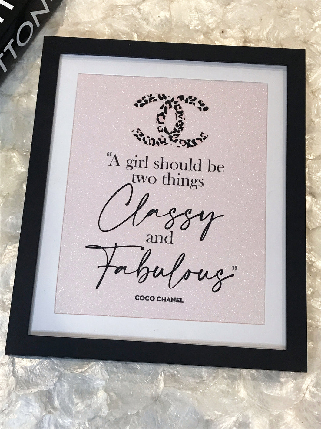 Classy & Fabulous Glitter Print Black Framed Art