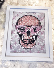 Load image into Gallery viewer, LV Inspired Diamond Dusted Skull Framed Art
