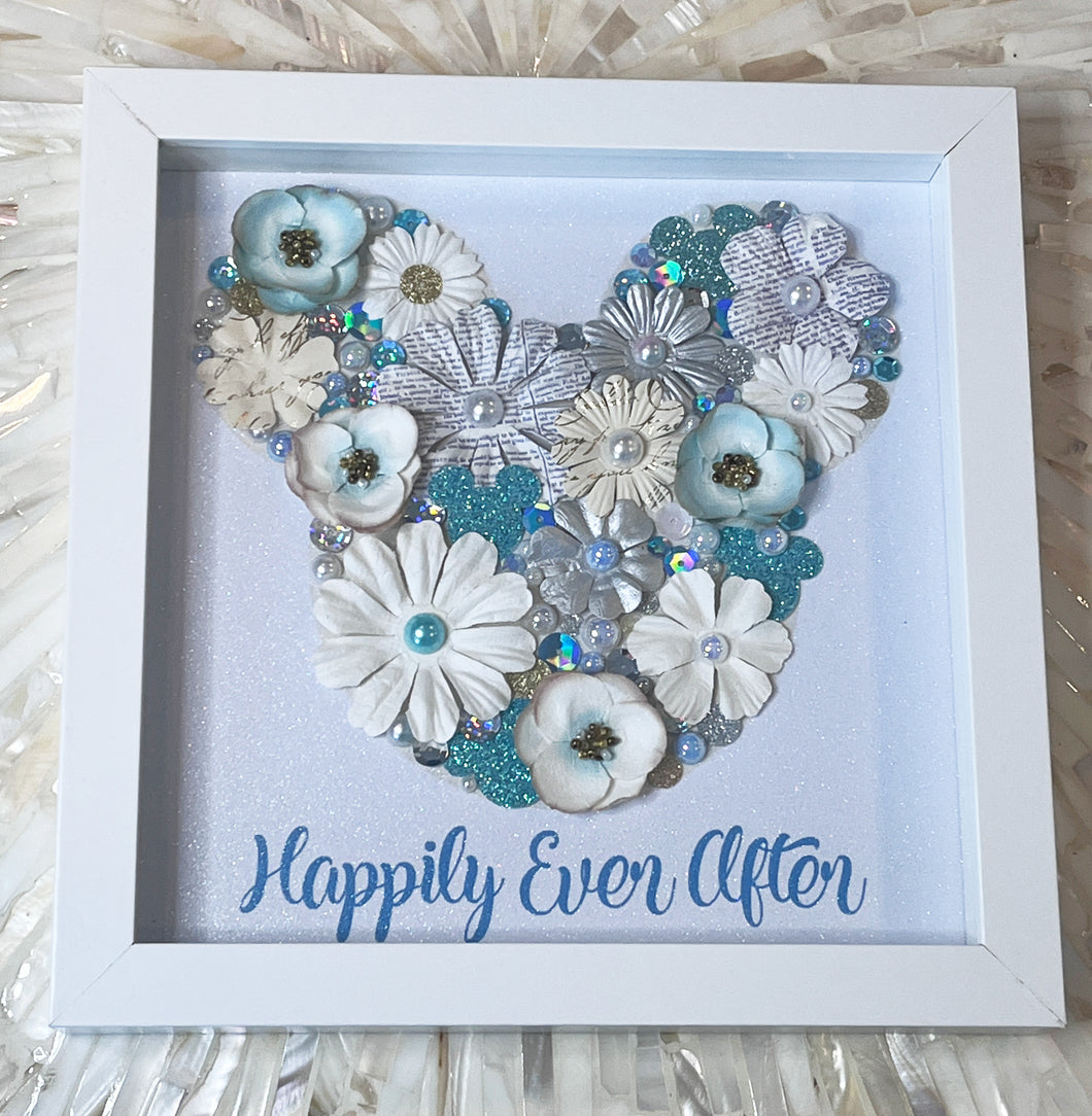 Happily Ever After Hand Embellished Mickey Head Shadow Box