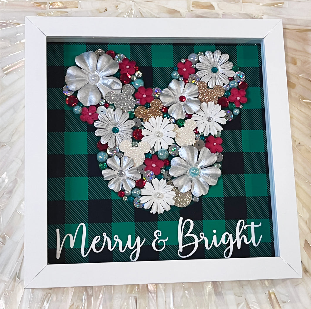 Merry and Bright Mickey Floral Shadow box