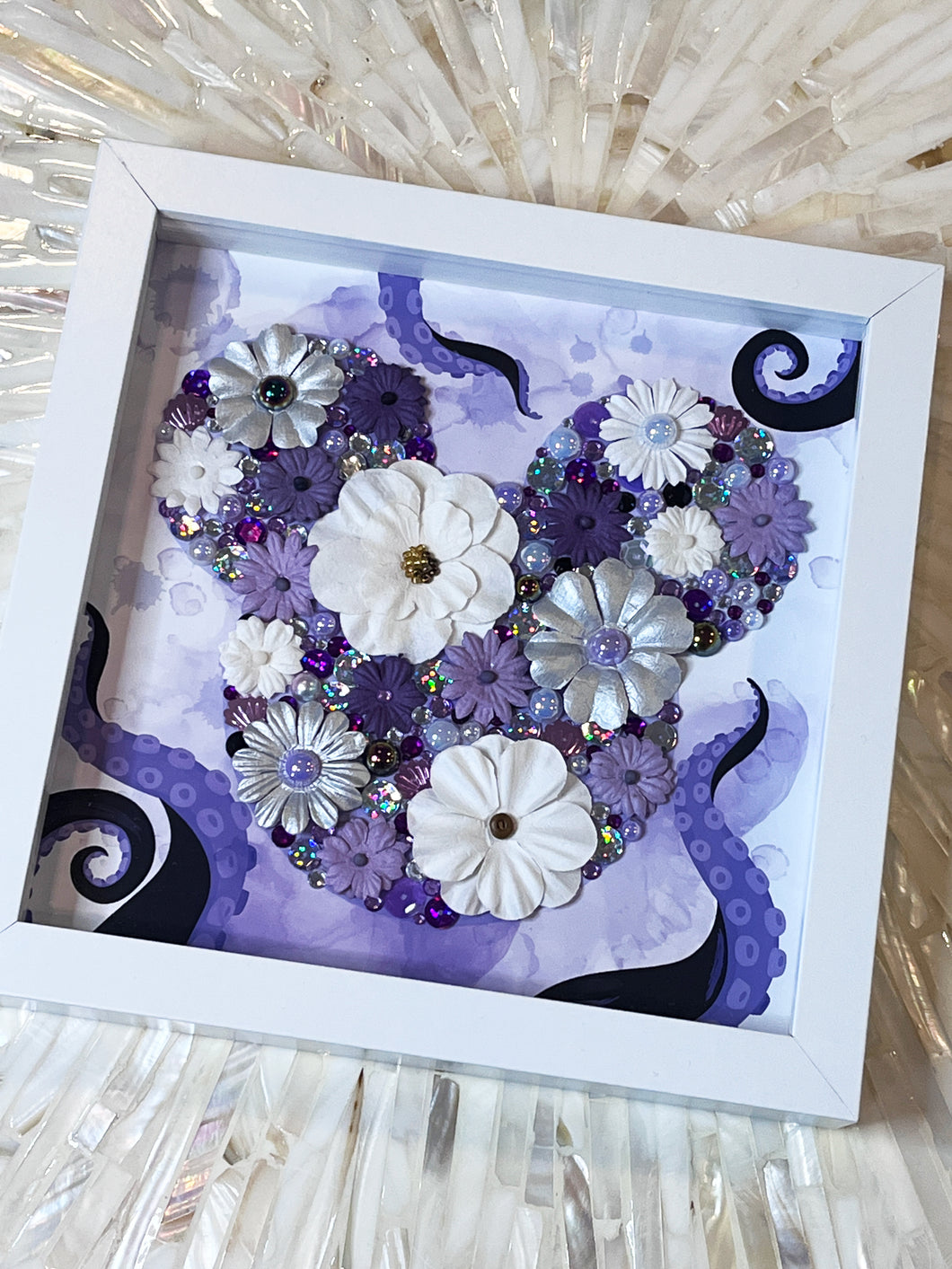 Ursula Inspired Hand Embellished Mickey Head Shadow Box