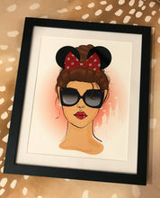 Load image into Gallery viewer, Disney Girl With Minnie Ears And Embellished Bow Framed Art
