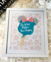 Load image into Gallery viewer, Do What Makes You Happy Minnie Ice Cream Glitter Print Framed Art
