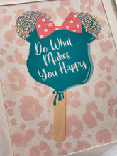 Load image into Gallery viewer, Do What Makes You Happy Minnie Ice Cream Glitter Print Framed Art
