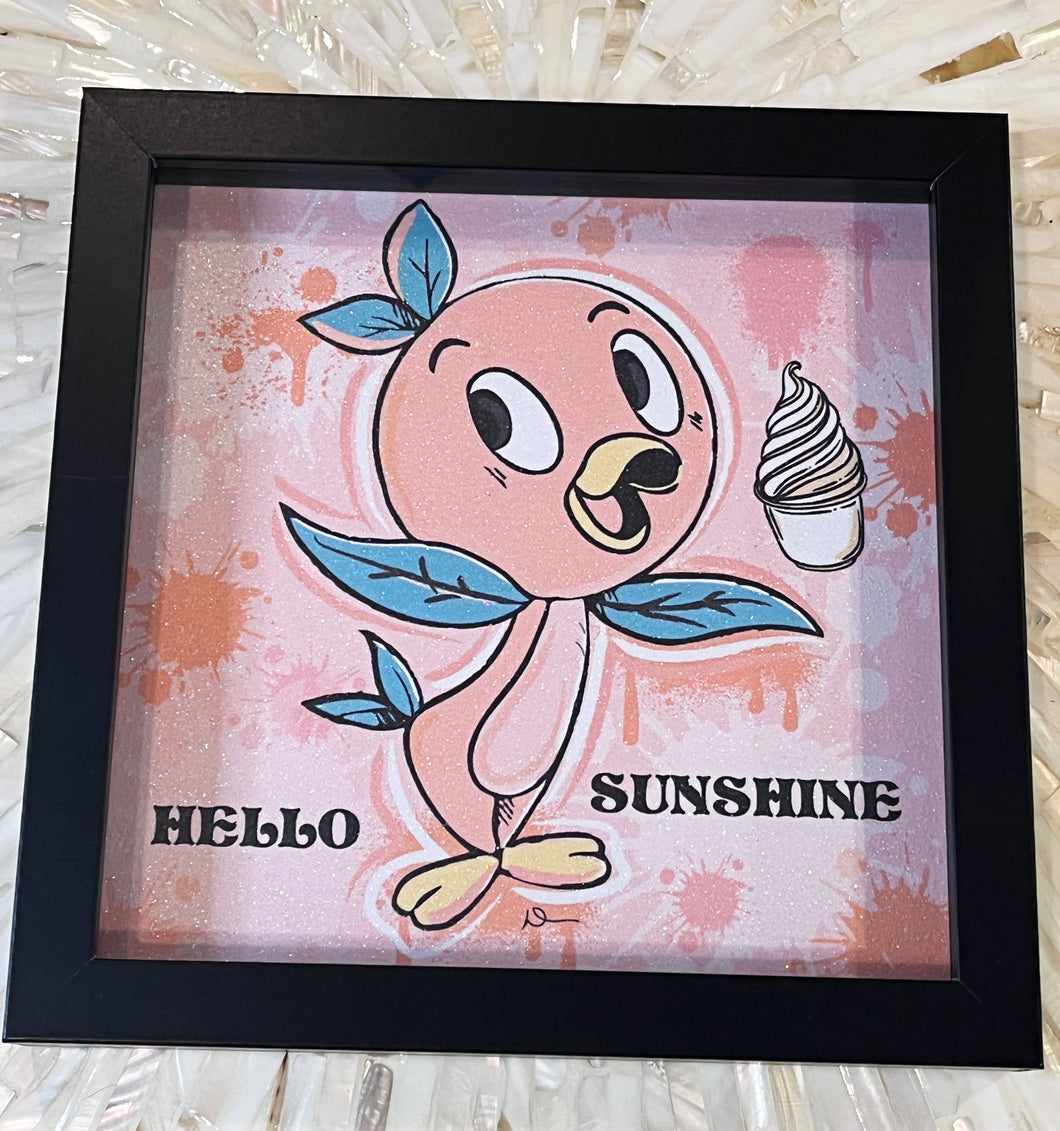 Glitter Printed Orange Bird With Dole Whip Shadow Box