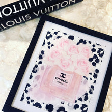 Load image into Gallery viewer, Chanel Inspired Perfume Floral Diamond Dusted Framed Art
