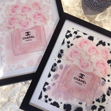 Load image into Gallery viewer, Chanel Inspired Perfume Floral Diamond Dusted Framed Art
