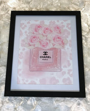 Load image into Gallery viewer, Chanel Inspired Perfume Floral Diamond Dusted Framed Art
