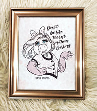 Load image into Gallery viewer, Miss Piggy Chanel Inspired Rose Gold Framed Art
