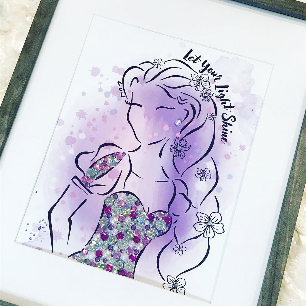 Rapunzel Hand Embellished Framed Art