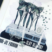 Load image into Gallery viewer, Spooky Fashion Book Stack Framed Art
