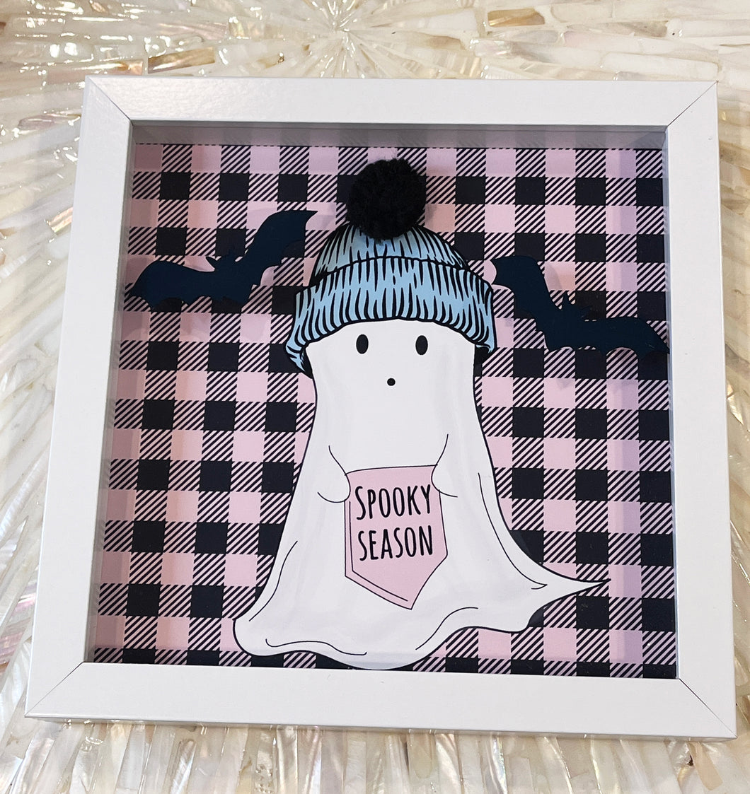 Spooky Season Ghost and Bats Shadow Box Frame