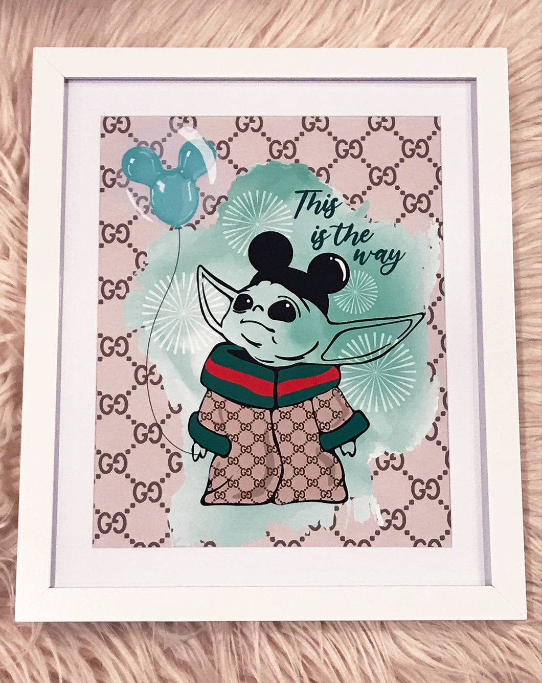 This Is The Way Baby Yoda Goes To Disney Gucci inspired Framed Art