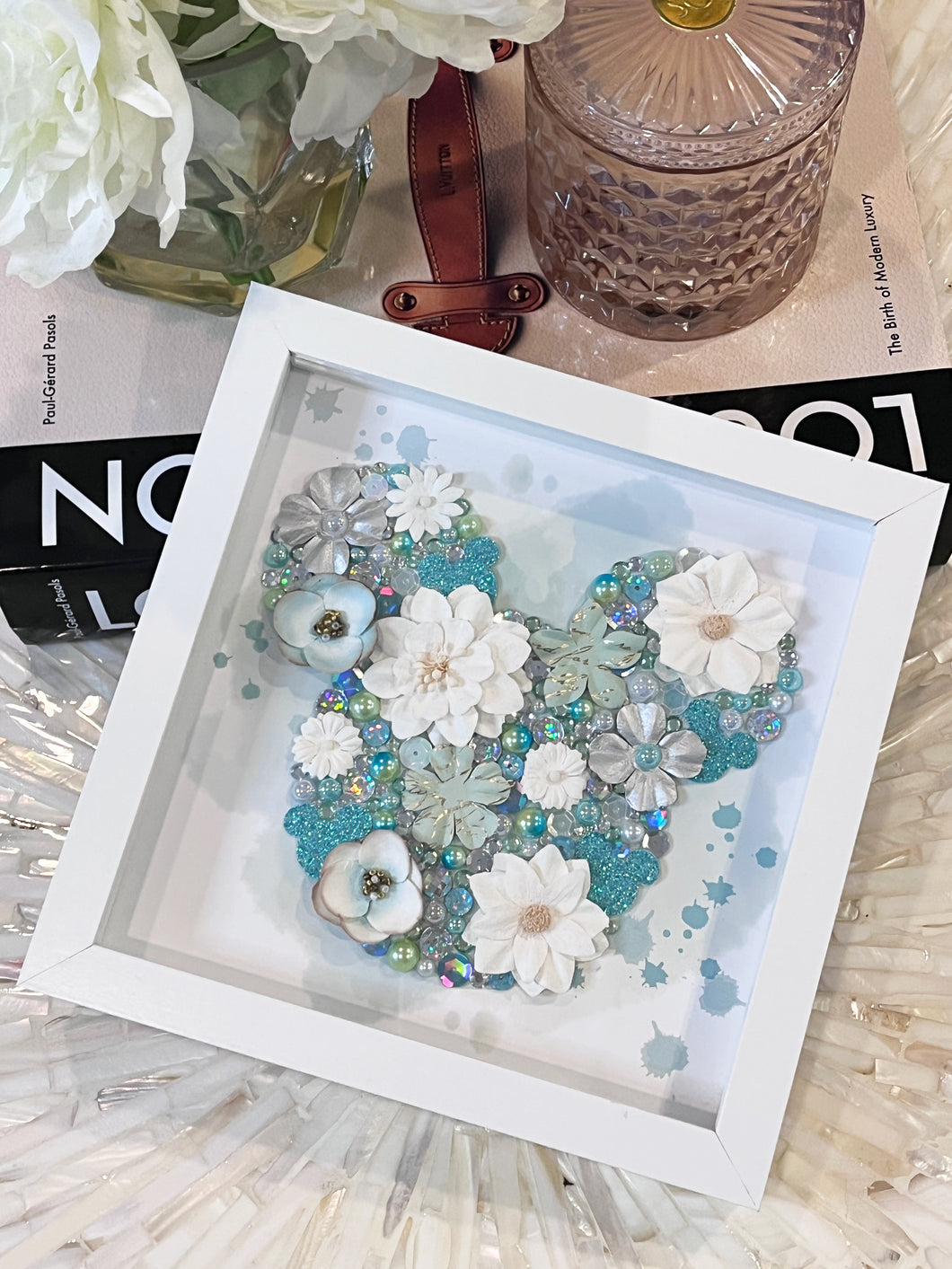 Tiana Inspired Mickey Head Floral Shadow Box