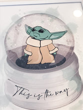 Load image into Gallery viewer, Baby Yoda Diamond Dusted Snow Globe Framed Art
